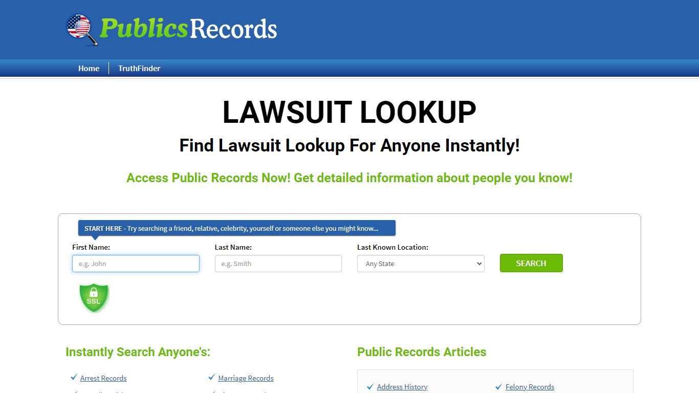 Find Lawsuit Lookup For Anyone Instantly! - publicsrecords.com